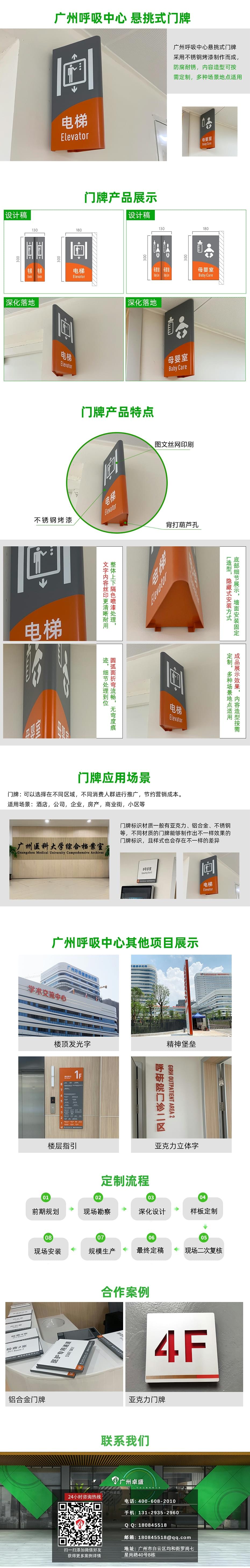 广州呼吸中心-悬挑式门牌